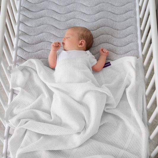 ClevaMama Cellular Cot Blanket,White