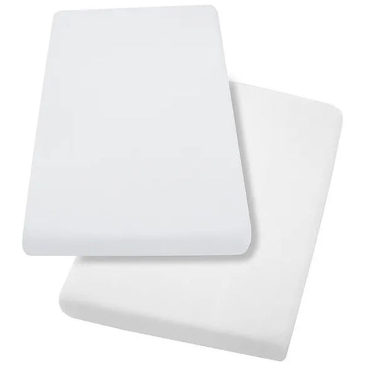 ClevaMama 2pk Jersey Cotton Fitted Sheets for Cot, White