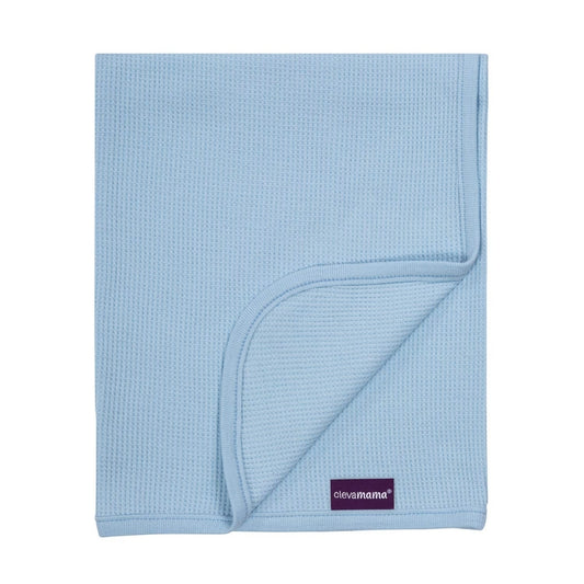ClevaMama Waffle Weave Cotton Baby Blanket, Blue