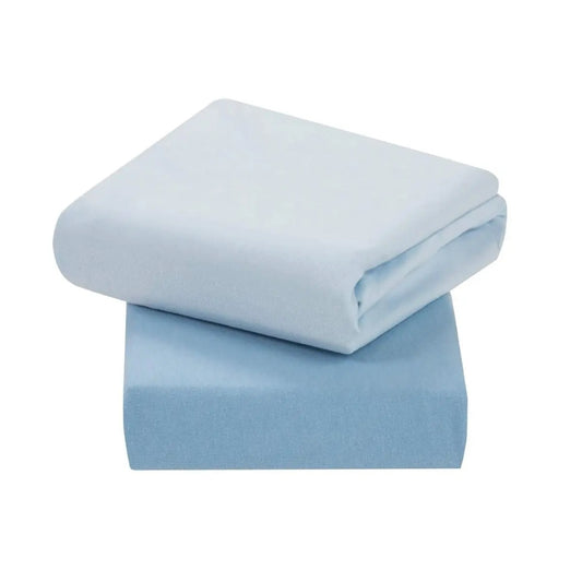 ClevaMama 2pk Jersey Cotton Fitted Sheets for Cotbed, Blue