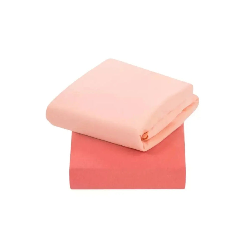 ClevaMama 2pk Jersey Cotton Fitted Sheets for Cot, Coral