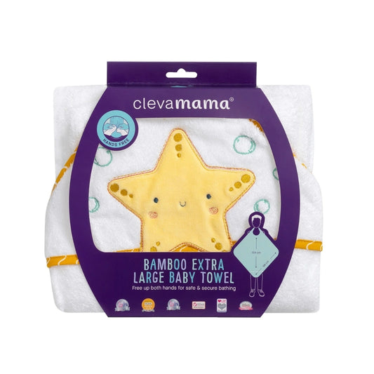 ClevaMama Bamboo XL Apron Bath Towel, White/Honey