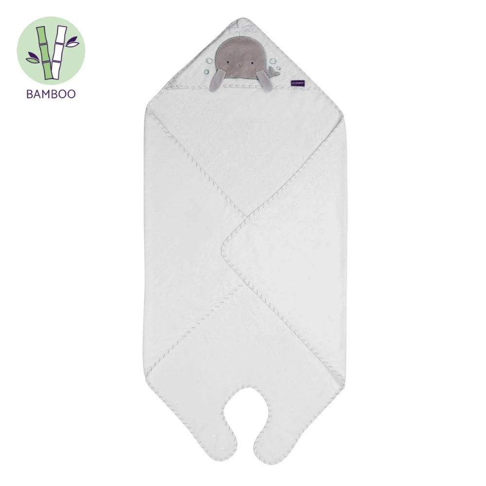 ClevaMama Bamboo XL Apron Bath Towel, White/Grey