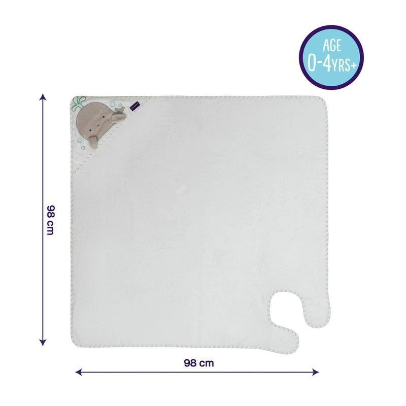 ClevaMama Bamboo XL Apron Bath Towel, White/Grey