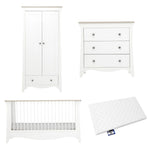 CuddleCo Clara 3pc Room Set & Mattress, White/Ash
