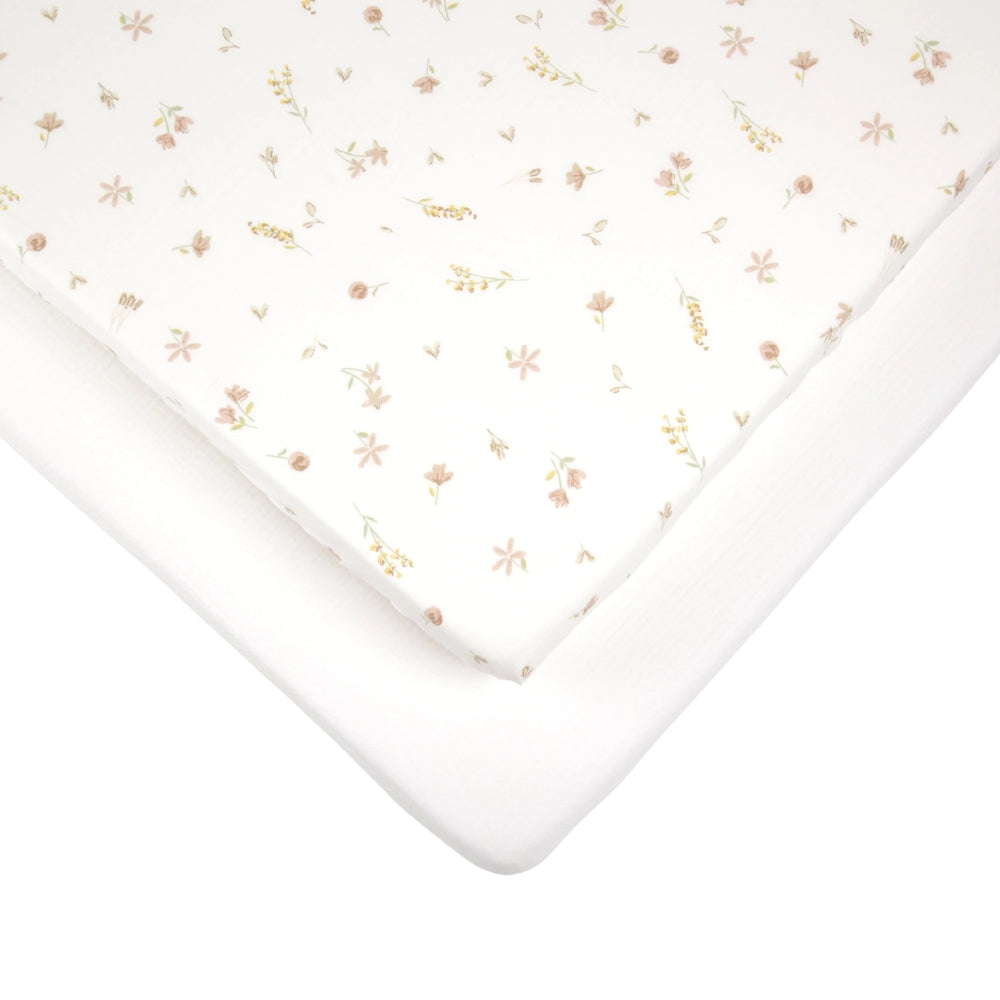 CuddleCo 2pc Fitted Cot Bed Sheets, Cashmere Meadow