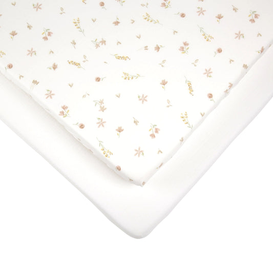 CuddleCo 2pc Fitted Cot Bed Sheets, Cashmere Meadow