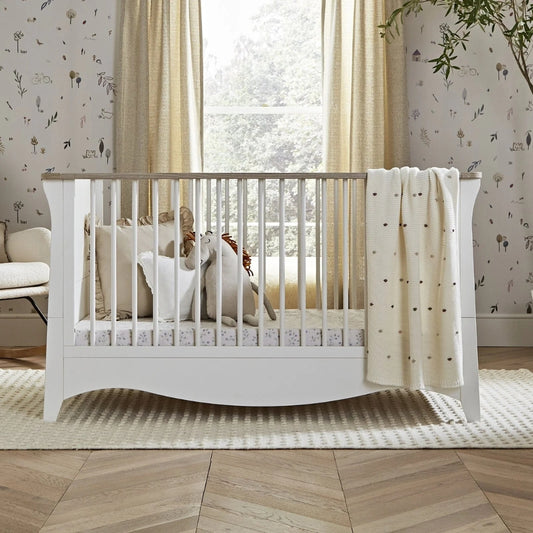 CuddleCo Clara Cotbed & Mattress, White/Ash