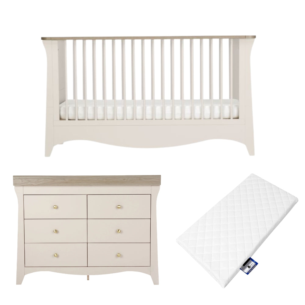 CuddleCo Clara Luxe 2pc Room Set & Mattress, Cashmere/Ash