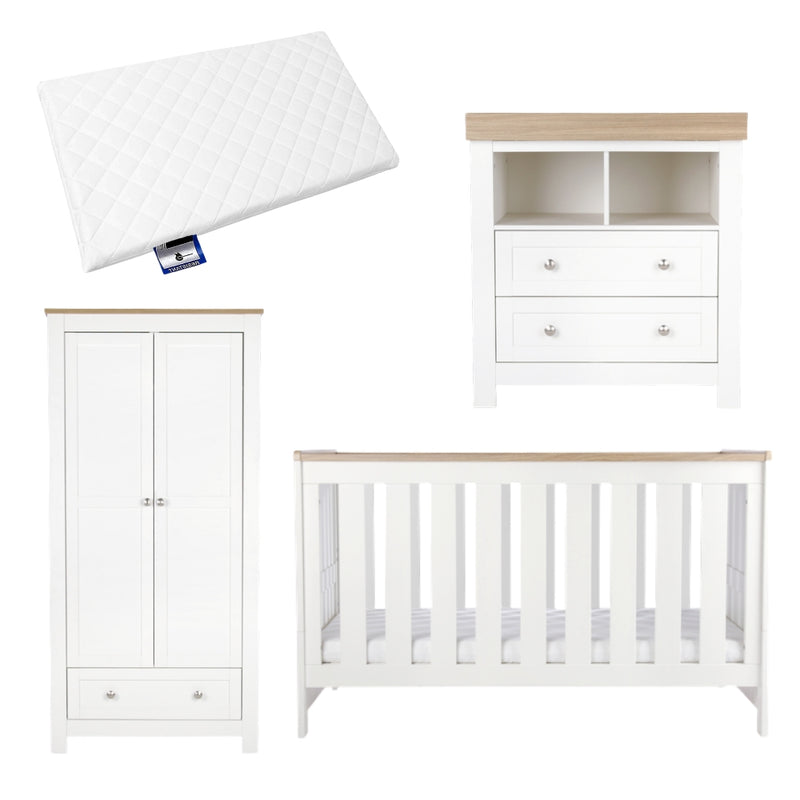 CuddleCo Burford 3pc Room Set, White/Oak