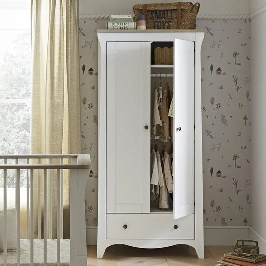 CuddleCo Clara 2 Door Wardrobe, White/Ash