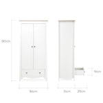CuddleCo Clara 2 Door Wardrobe, White/Ash