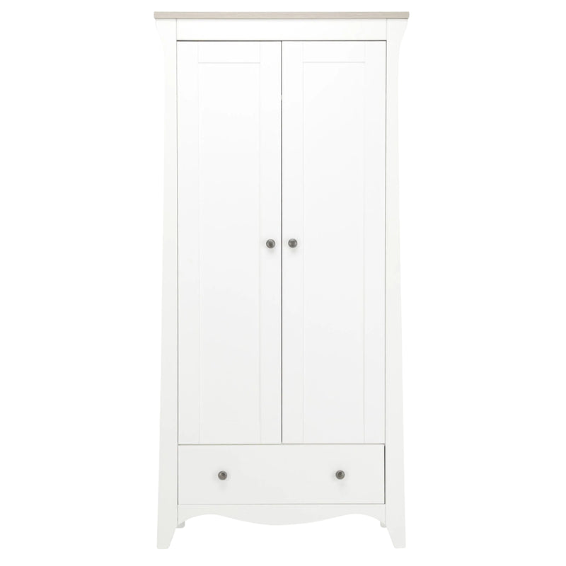 CuddleCo Clara 2 Door Wardrobe, White/Ash
