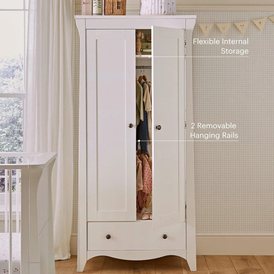 CuddleCo Clara 2 Door Wardrobe, White