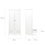 CuddleCo Clara 2 Door Wardrobe, White
