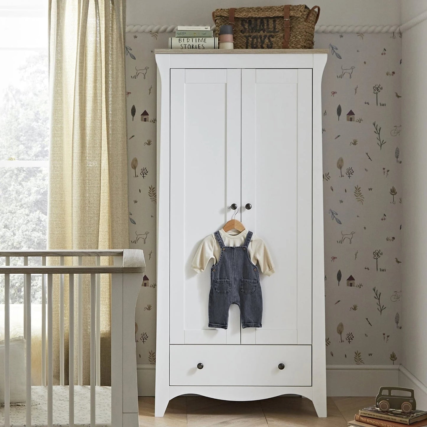 CuddleCo Clara 2 Door Wardrobe, White/Ash