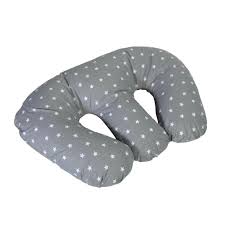 Cuddles Twin Nursing Pillow Grey With White Stars