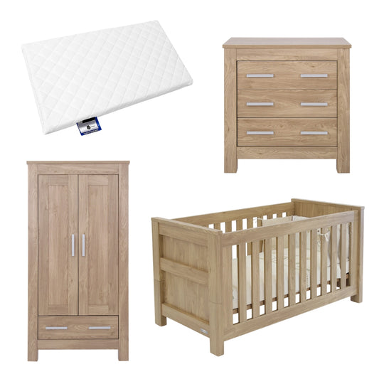Ex Display Babystyle Bordeaux 3pc Nursery Room Set, Oak