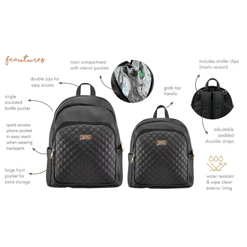 Isoki Marlo Changing Backpack, Ebony