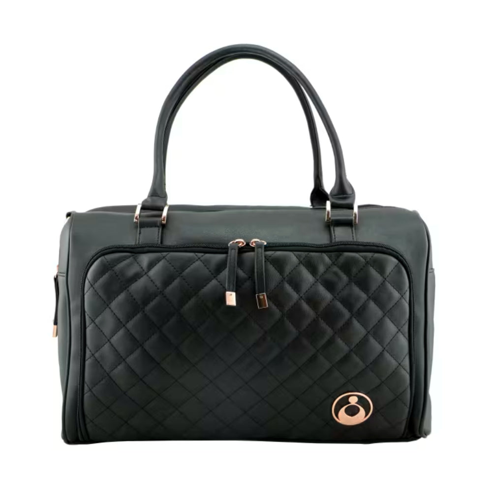 Isoki Double Zip Satchel Ebony / Black Quilted
