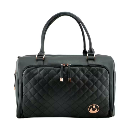 Isoki Double Zip Satchel Ebony / Black Quilted