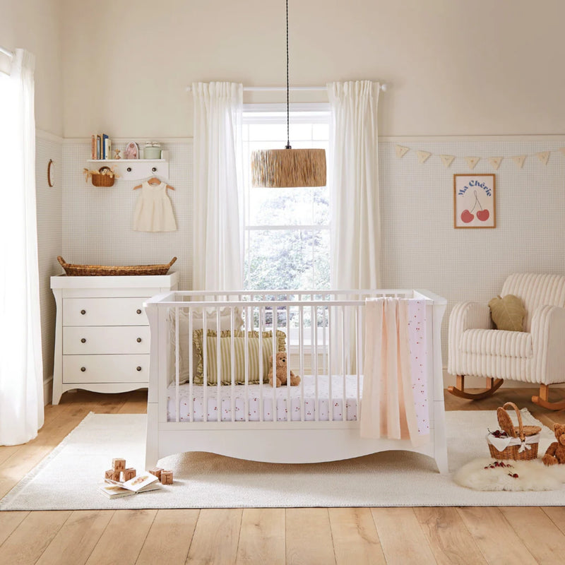 CuddleCo Clara 2pc Nursery Room Set & Mattress, Satin White