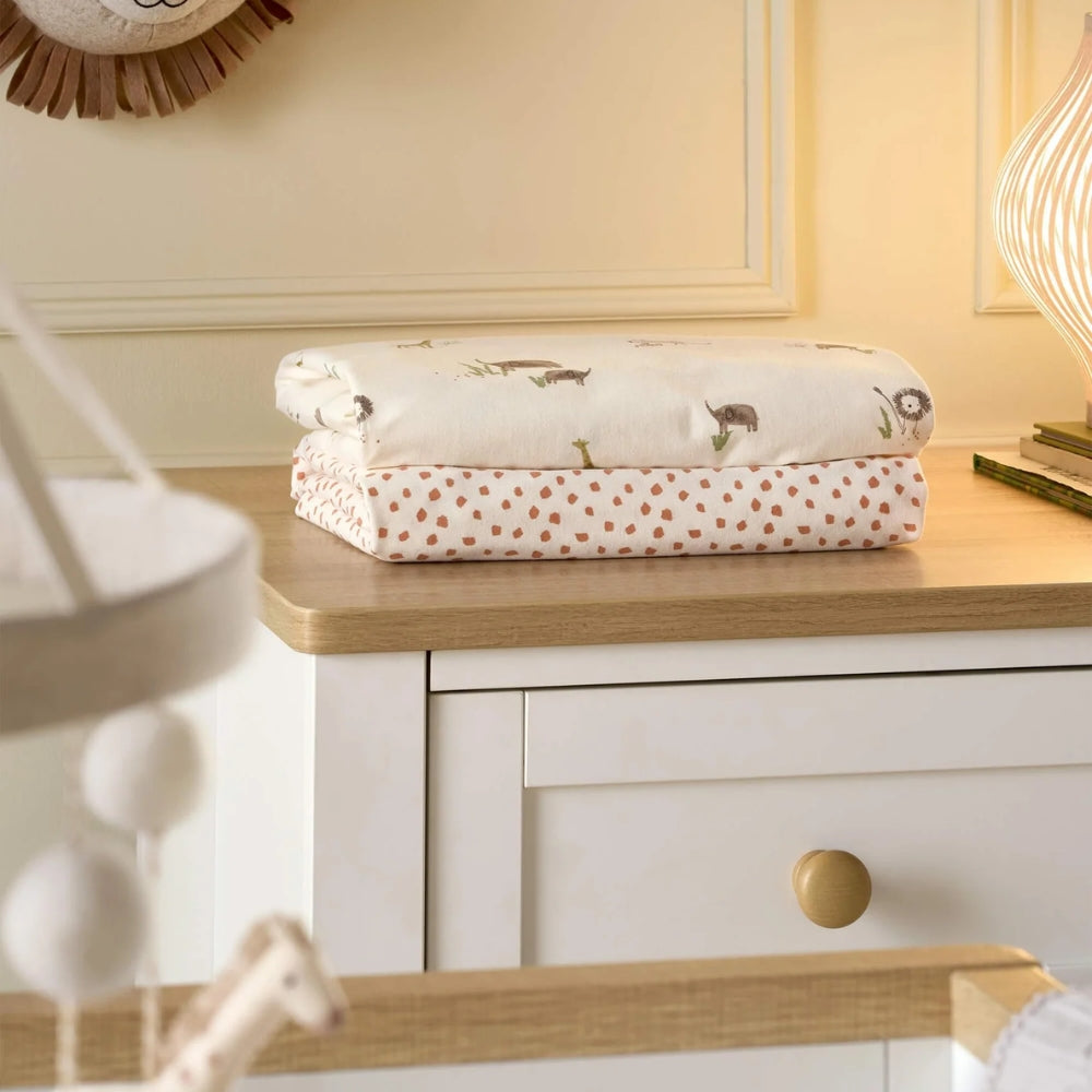 Mamas & Papas 2pc Cotbed Sheets, Jungle