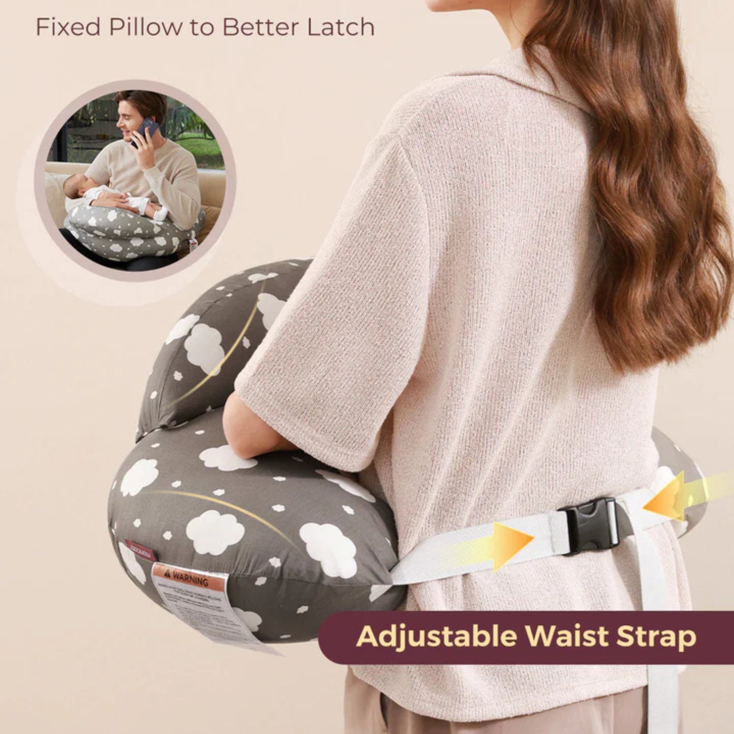 Momcozy Adjustable Nursing Pillow, Grey