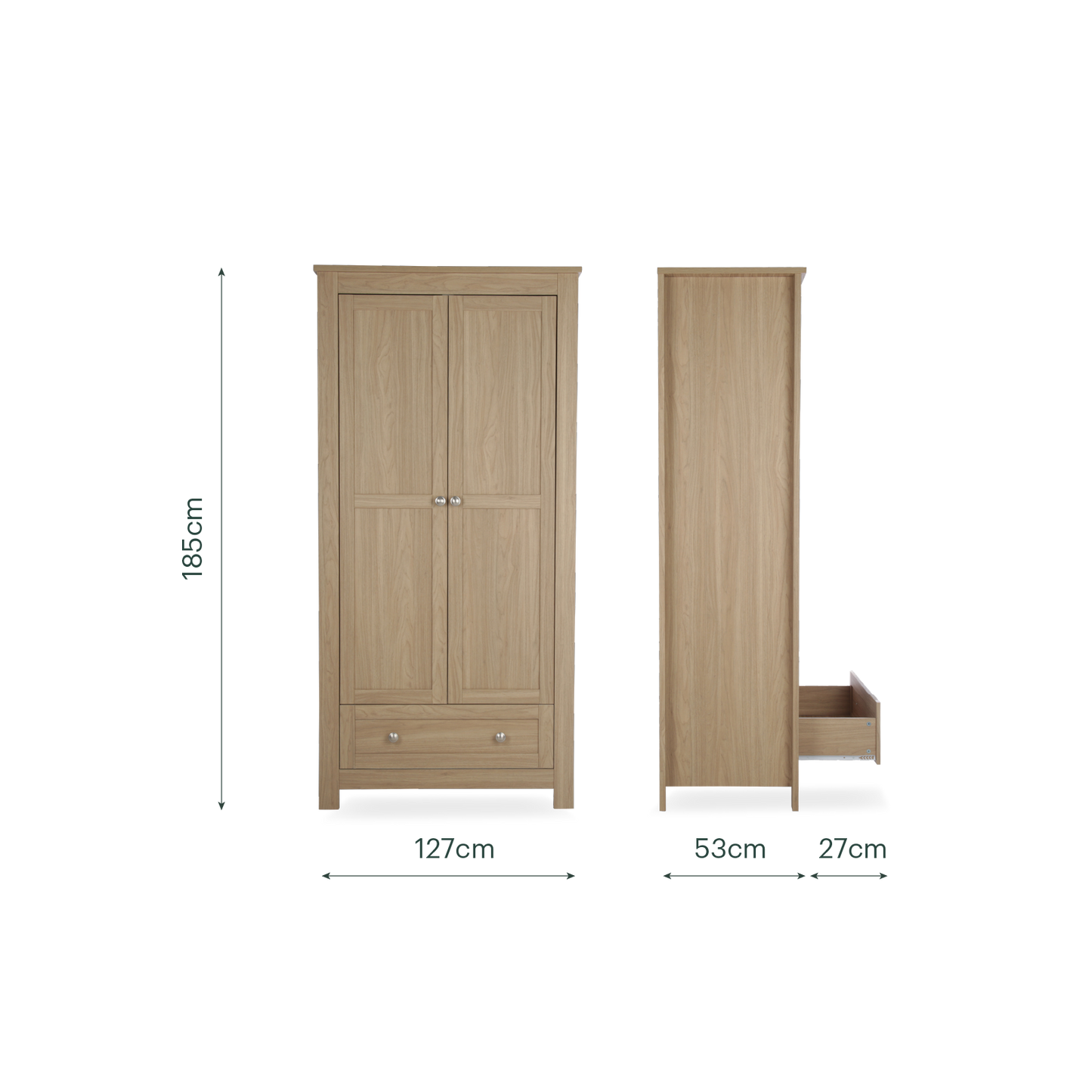 CuddleCo Burford 3 Piece Nursery Furniture Set - Oak