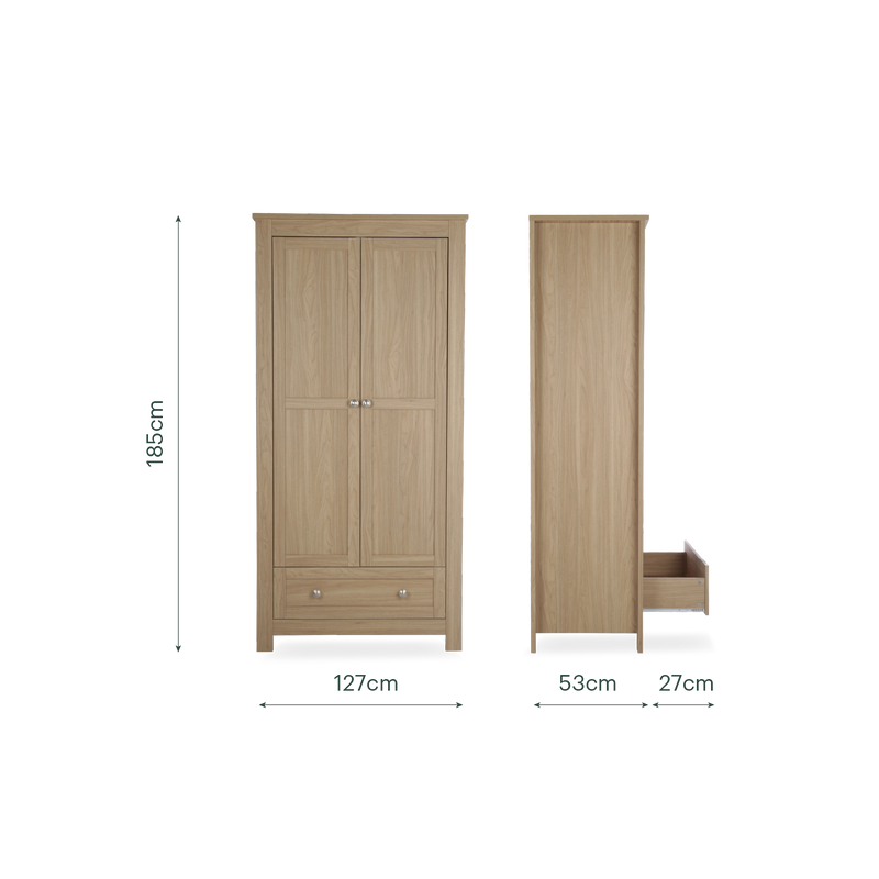 CuddleCo Burford 3 Piece Nursery Furniture Set - Oak