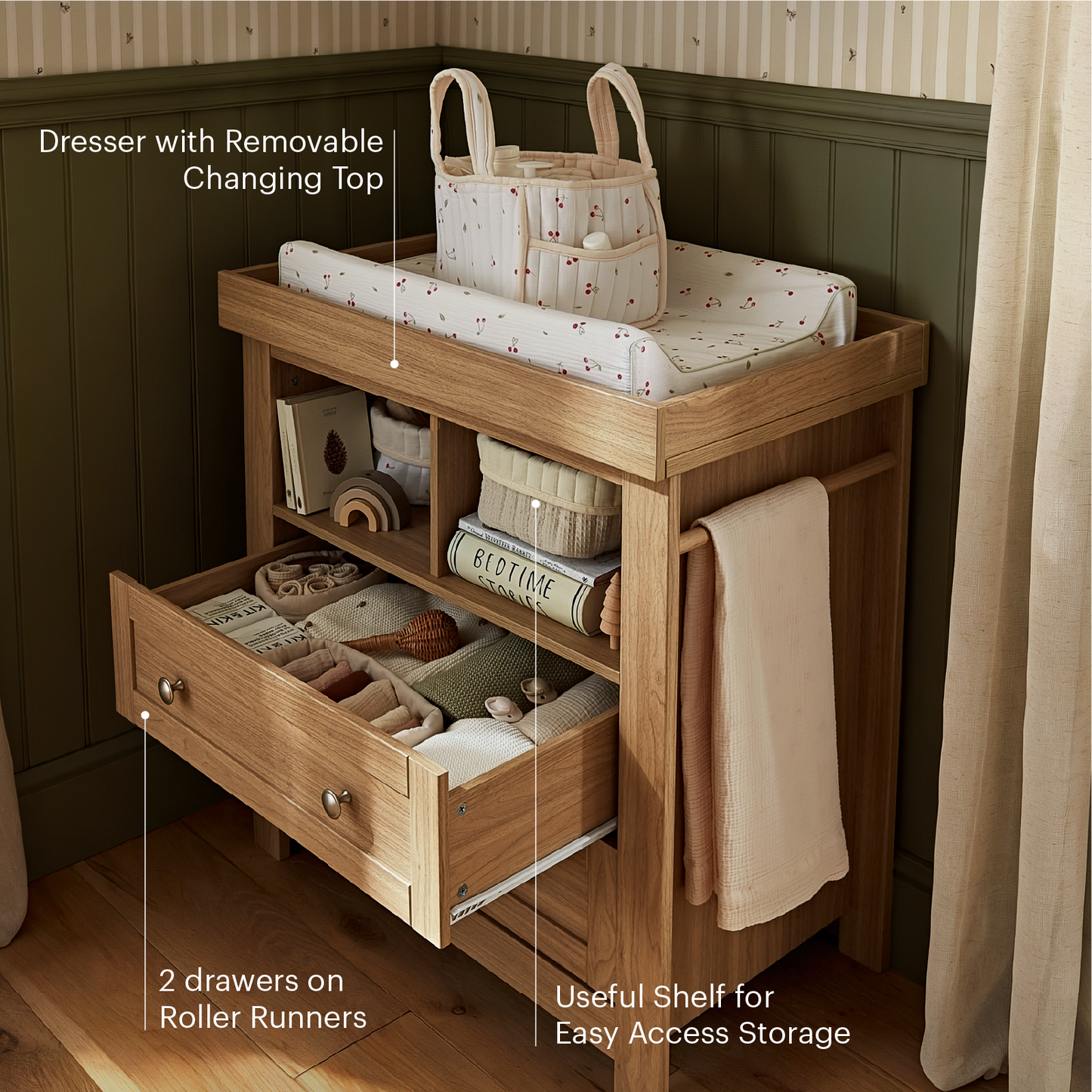 CuddleCo Burford 2 Piece Nursery Furniture Set - Oak