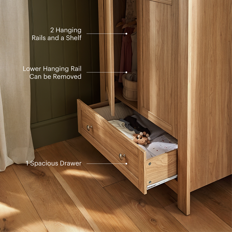 CuddleCo Burford 3 Piece Nursery Furniture Set - Oak