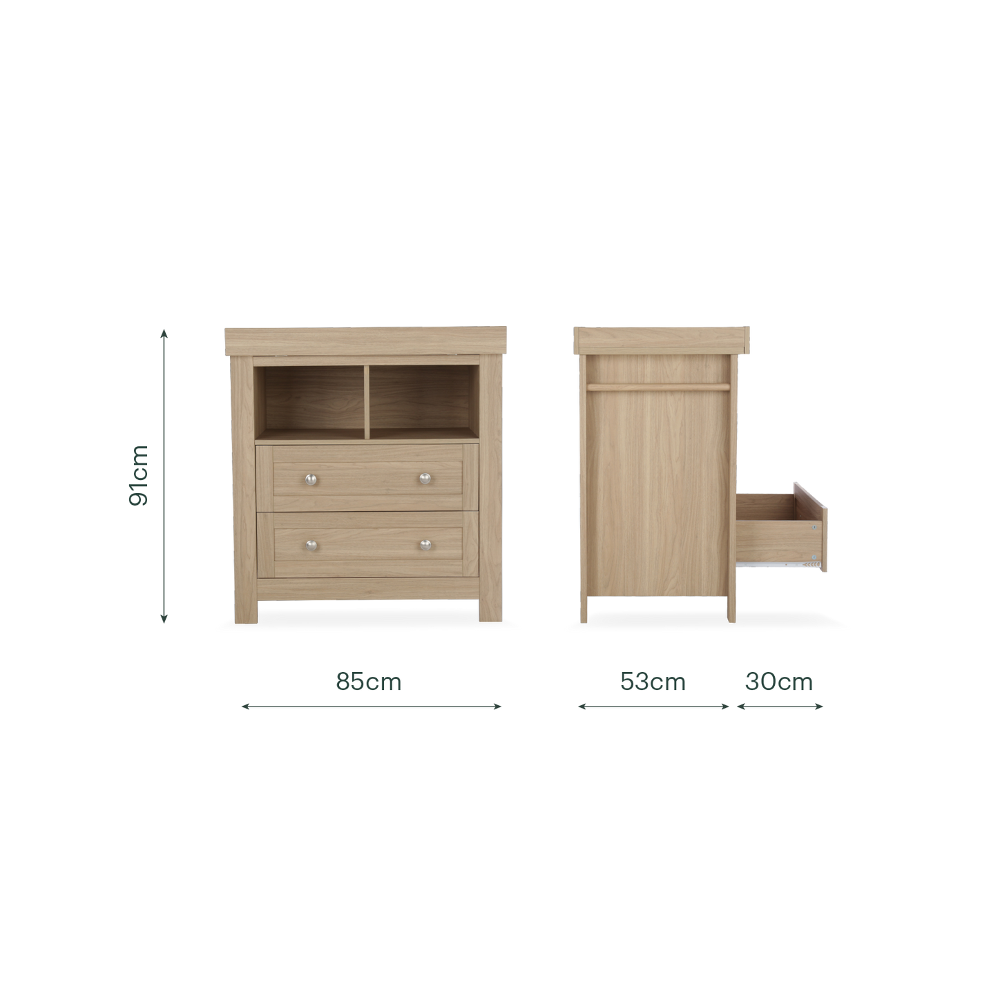 CuddleCo Burford 2 Piece Nursery Furniture Set - Oak