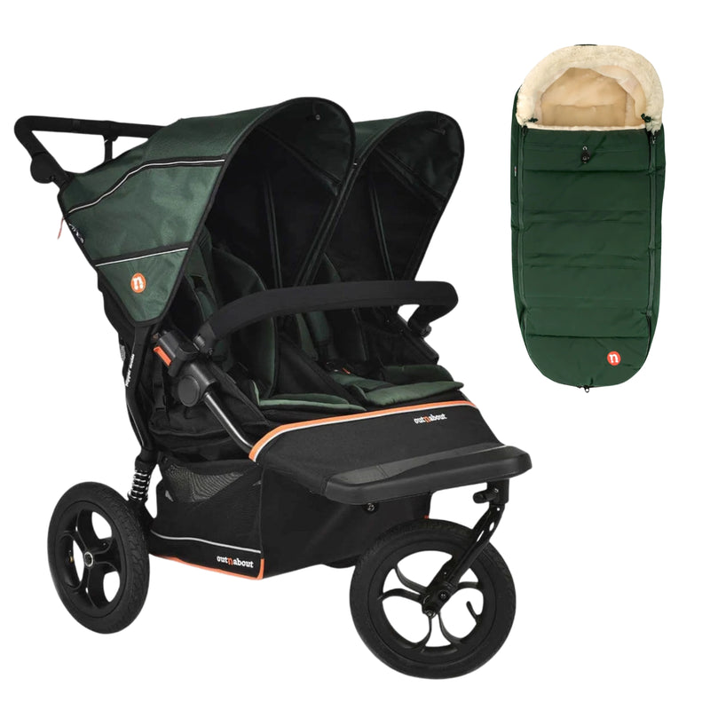 Out n About Nipper V6 Double Pushchair + FREE Summit Footmuff