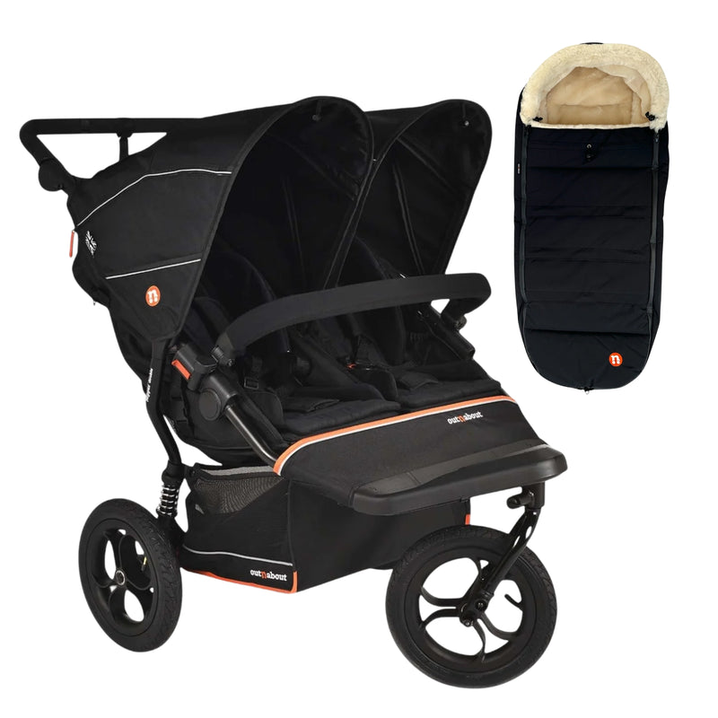 Out n About Nipper V6 Double Pushchair + FREE Summit Footmuff