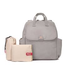 Babymel Robyn Convertible Backpack Faux Leather Pale Grey
