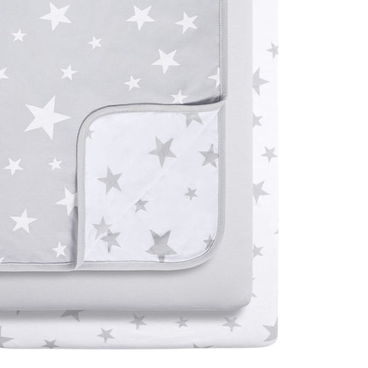 Snüz 3pc Crib Bedding Set, Grey Star