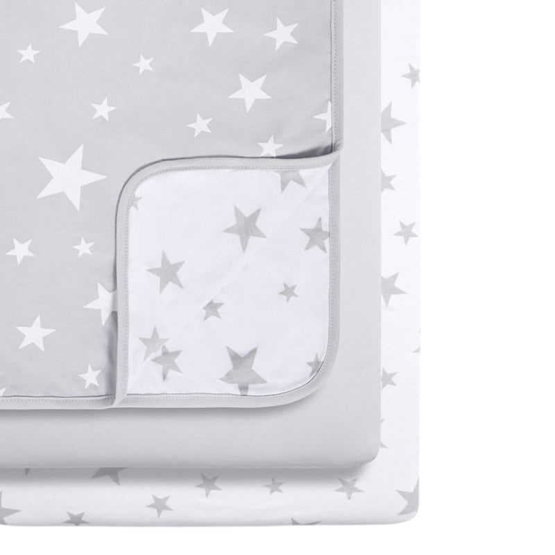 Snüz 3pc Crib Bedding Set, Grey Star