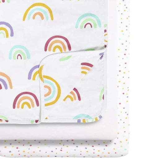 Snüz 3pc Crib Bedding Set, Multi Rainbow