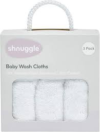 Shnuggle Bamboo Wash Cloths 3 pack White