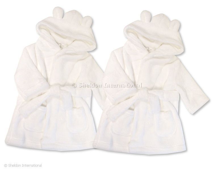 Baby Bath Robe White 3-6 Months