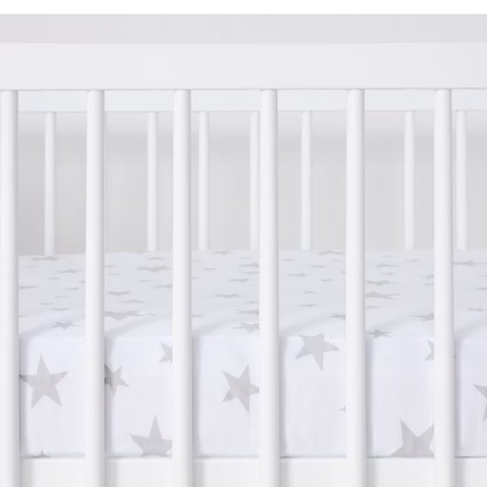 Snüz 2pc Cot/Cotbed Sheets, Grey Star