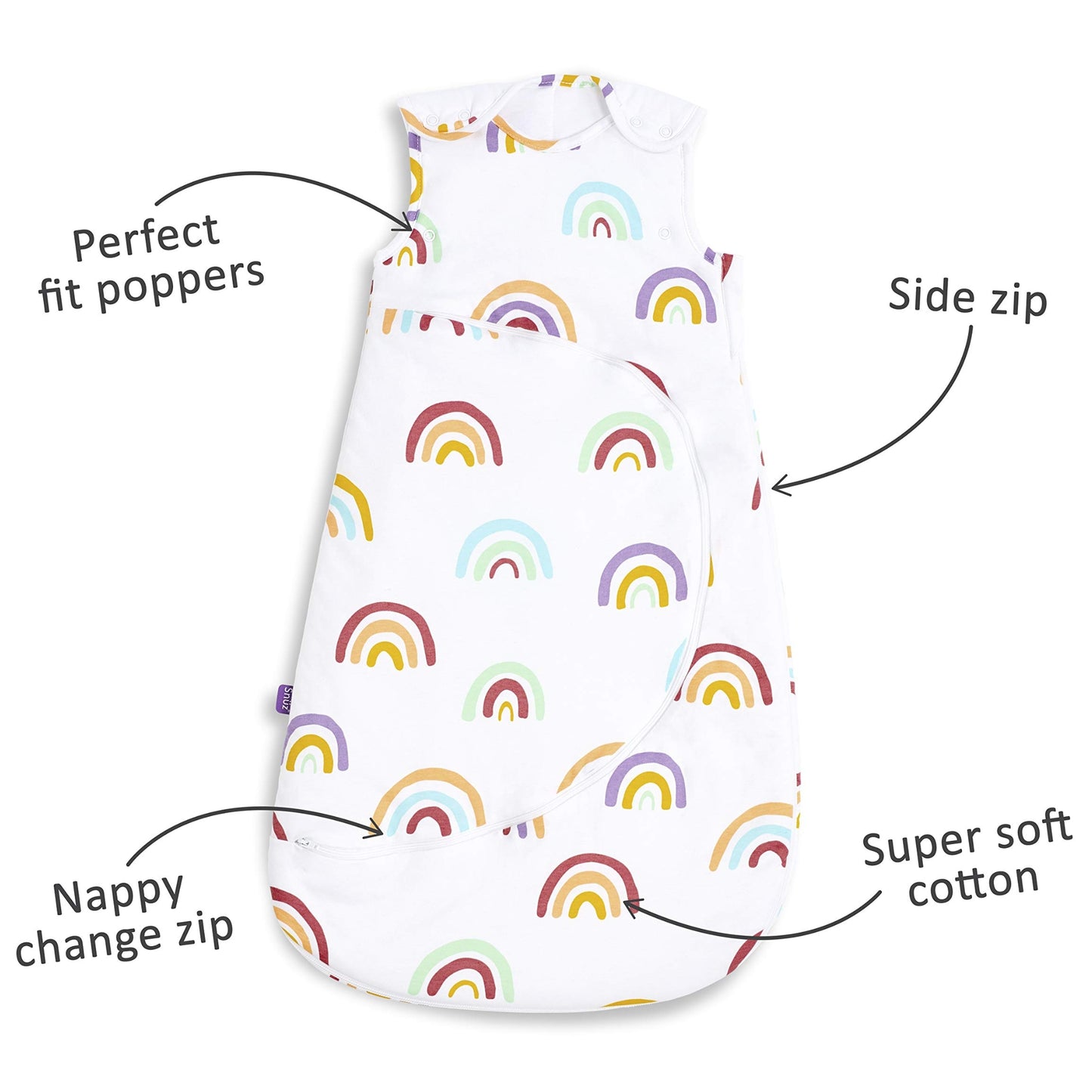 SnuzPouch 2.5TOG Sleeping Bag (0-6m), Multi Rainbow
