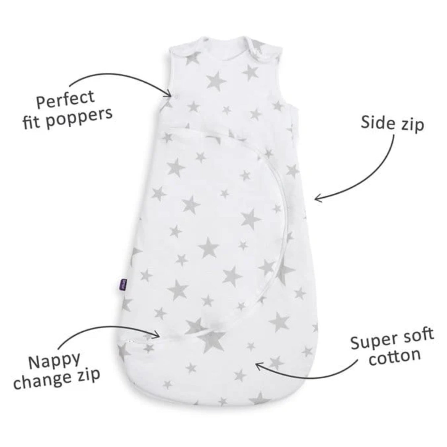 SnuzPouch 2.5TOG Sleep Bag (0-6m) - Grey Star