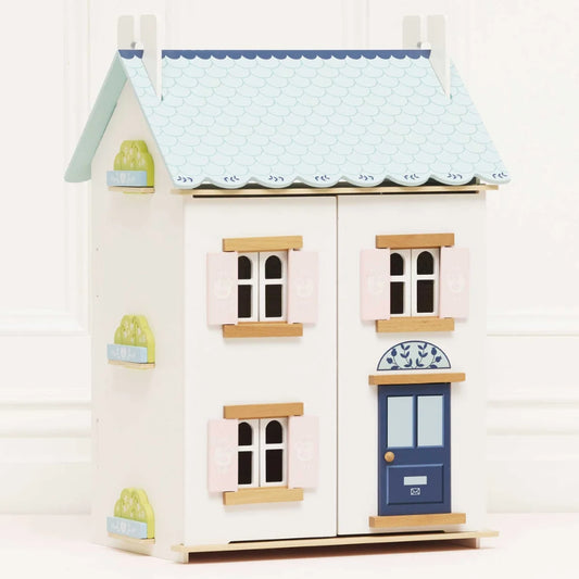 Le Toy Van Blue Belle Wooden Dolls House With Furniture