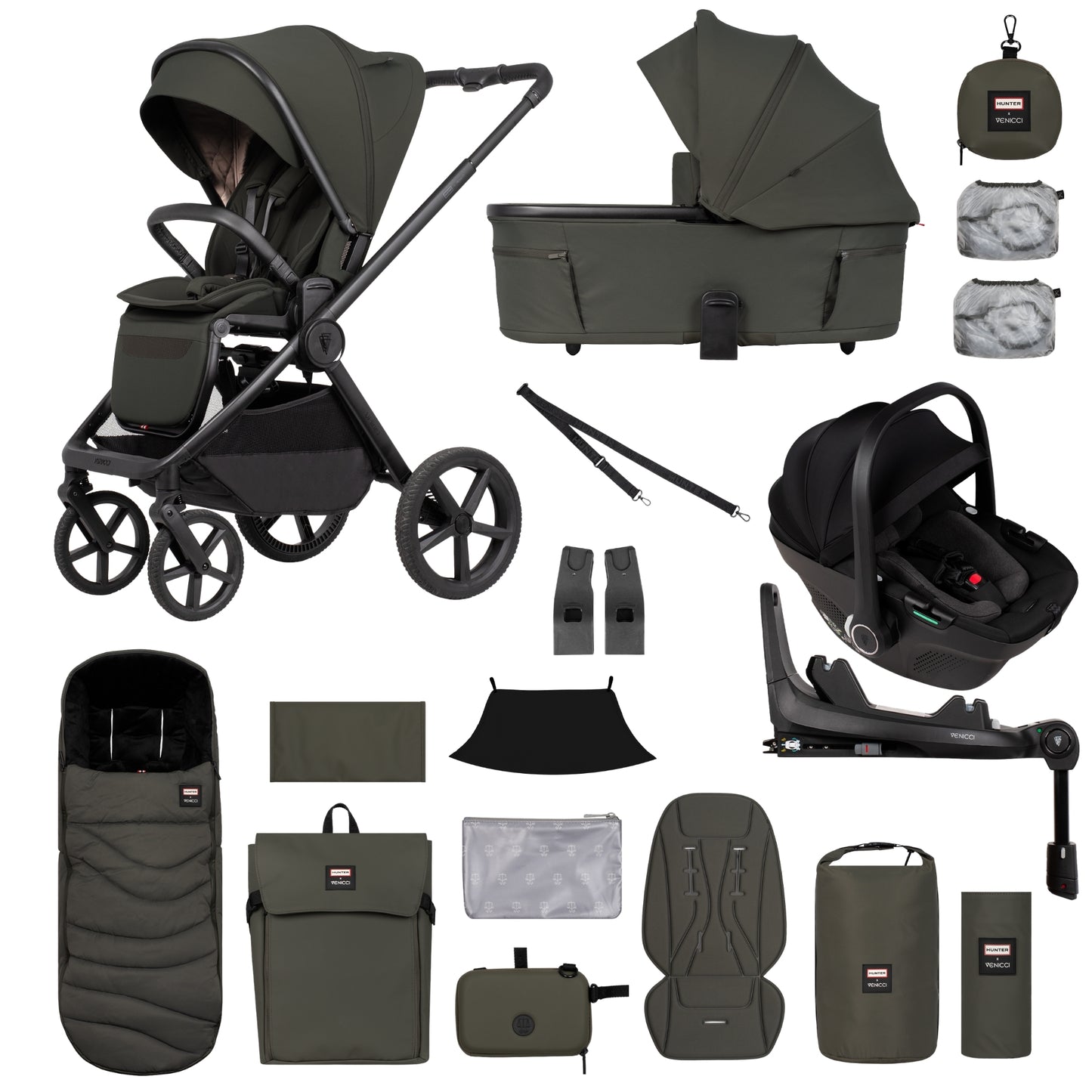 Venicci x Hunter Upline 3 4-in-1 Bundle, Dark Olive