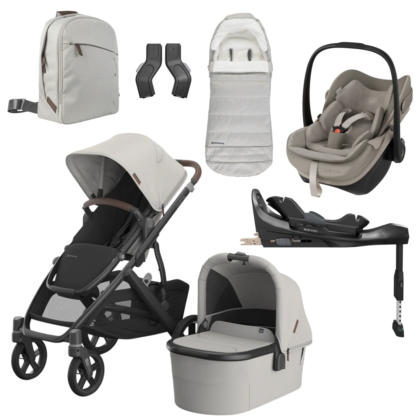 UPPAbaby Vista V3 Savannah - with Maxi Cosi Pebble Slide Pro & Accessories