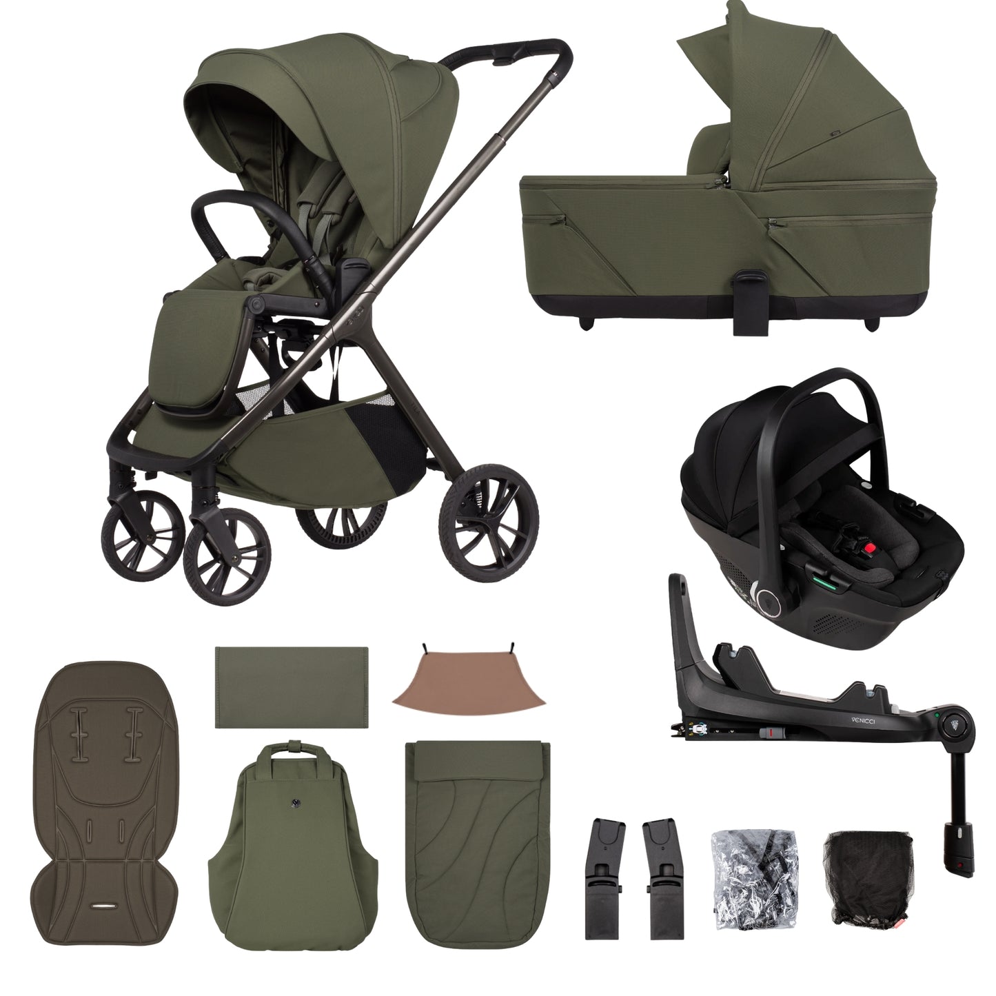 Venicci Tila Olive Luxury Bundle - with Tiago Black