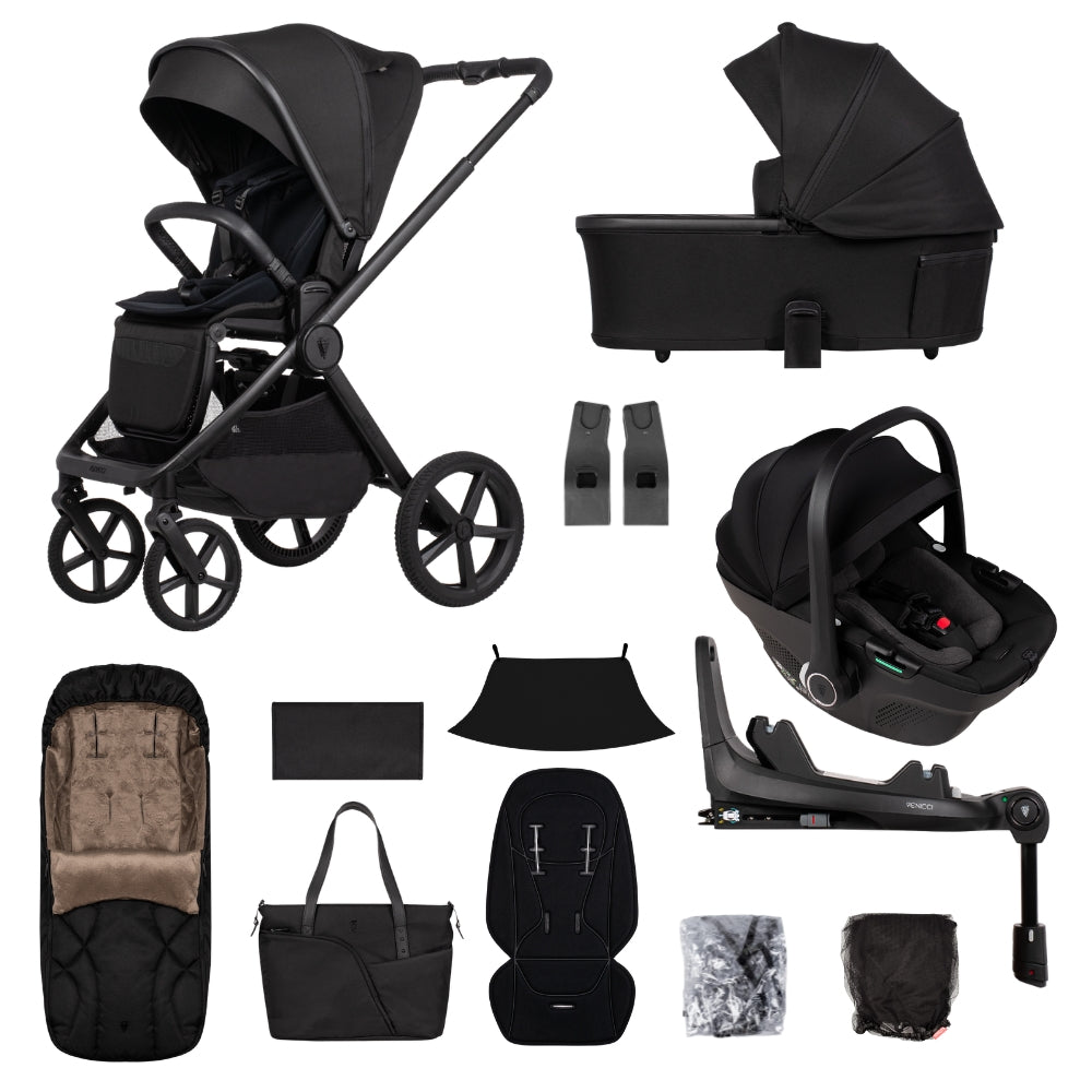 Venicci Upline 3 Onyx 4-in-1 Bundle - with Tiago Black