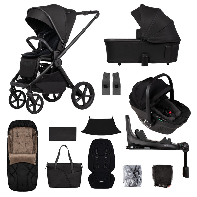 Venicci Upline 3 Onyx 4-in-1 Bundle - with Tiago Black